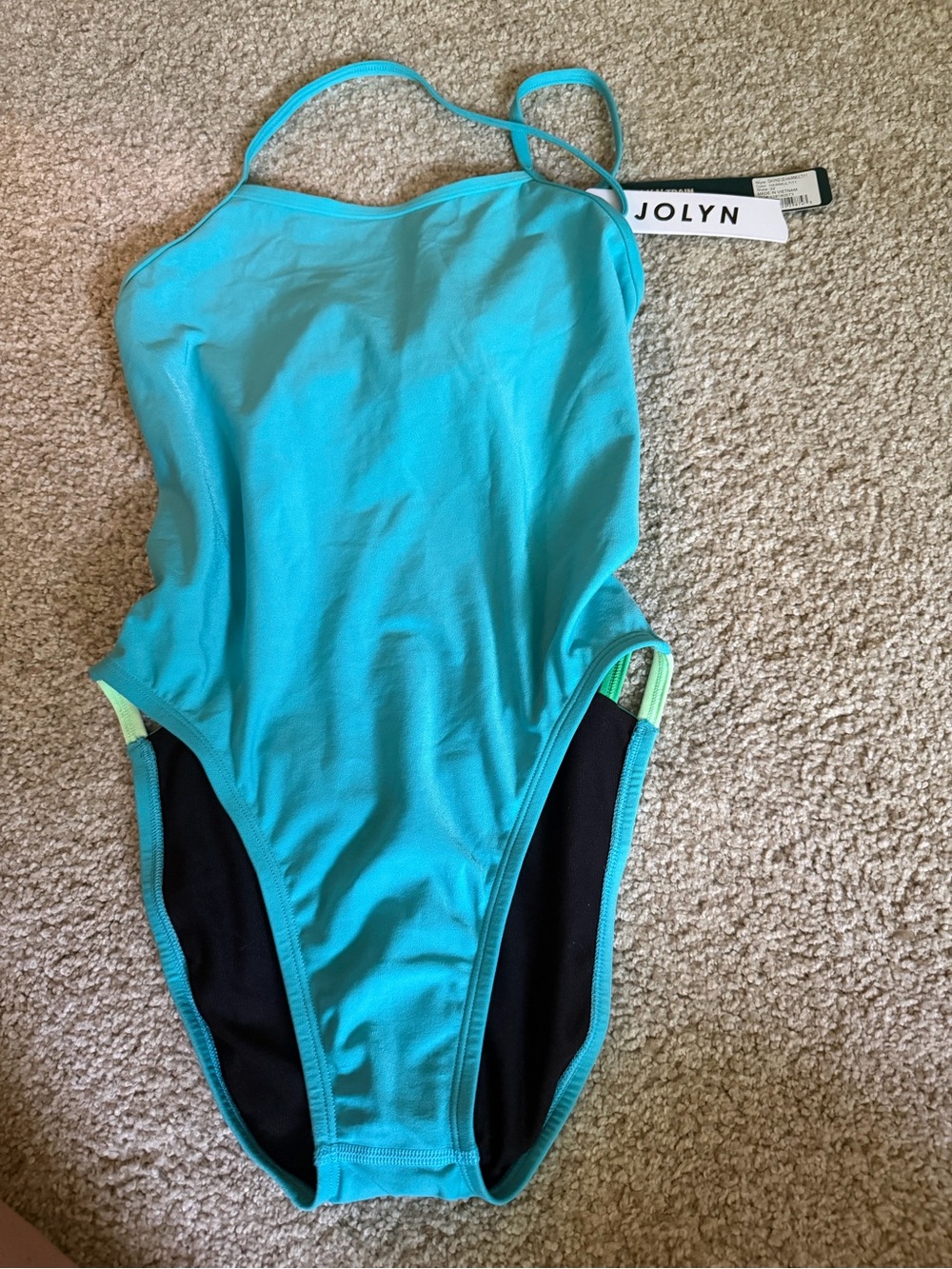 Jolyn Bright Teal Strappy One-Piece
